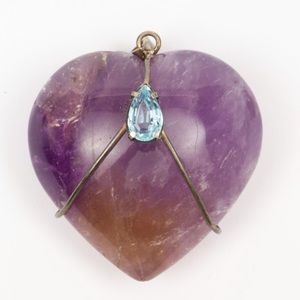 Dionysus  sacred heart  amethyst and topaz pendant
